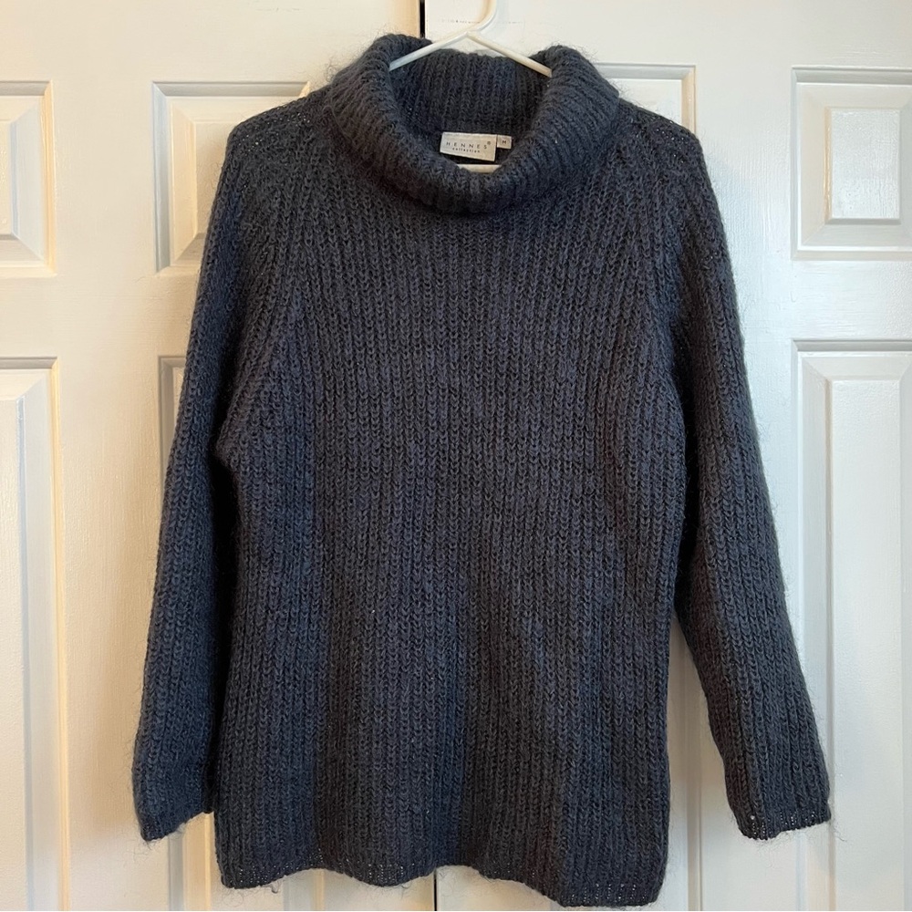 Hennes Collection mohair blend knitted sweater navy blue m